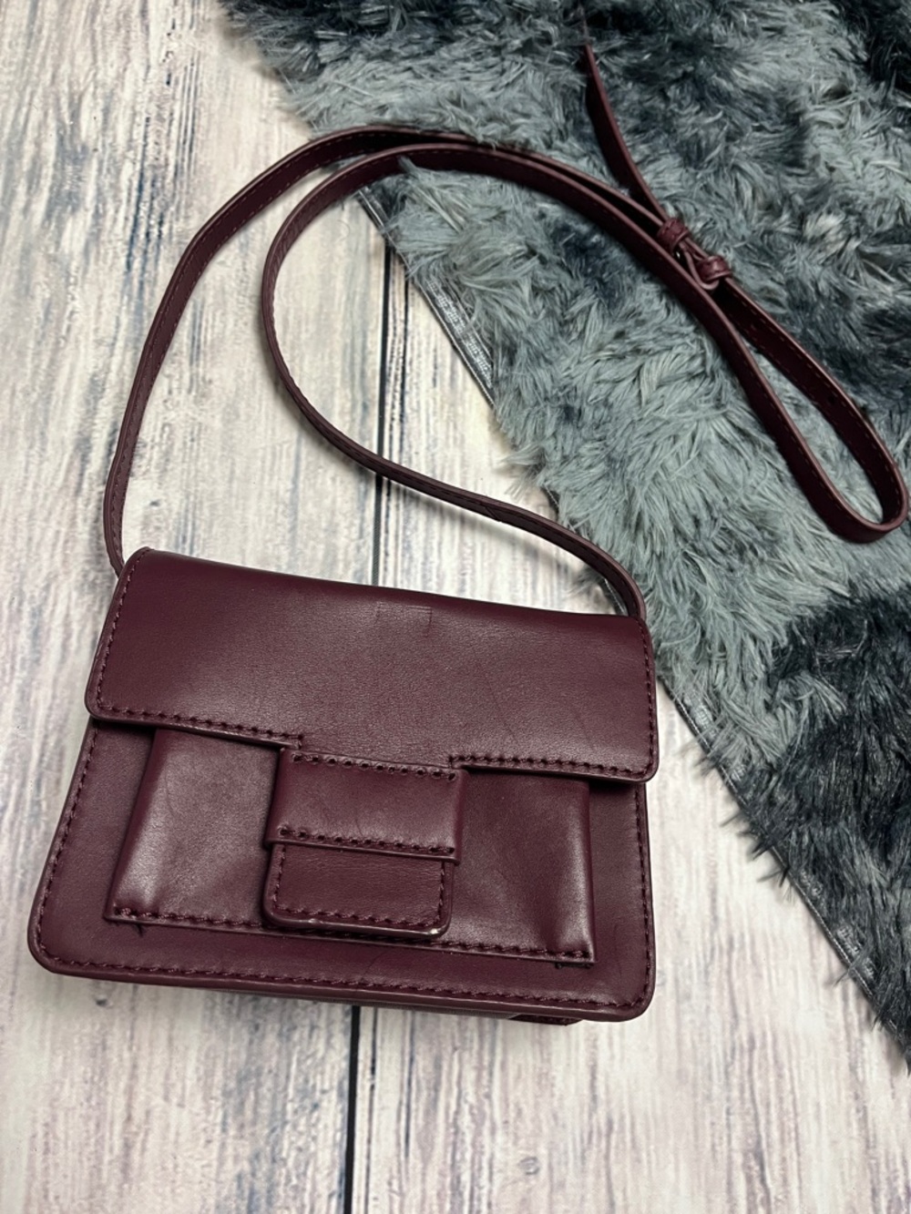 Steven Alan Eggplant Coloured Leather Crossbody Bag